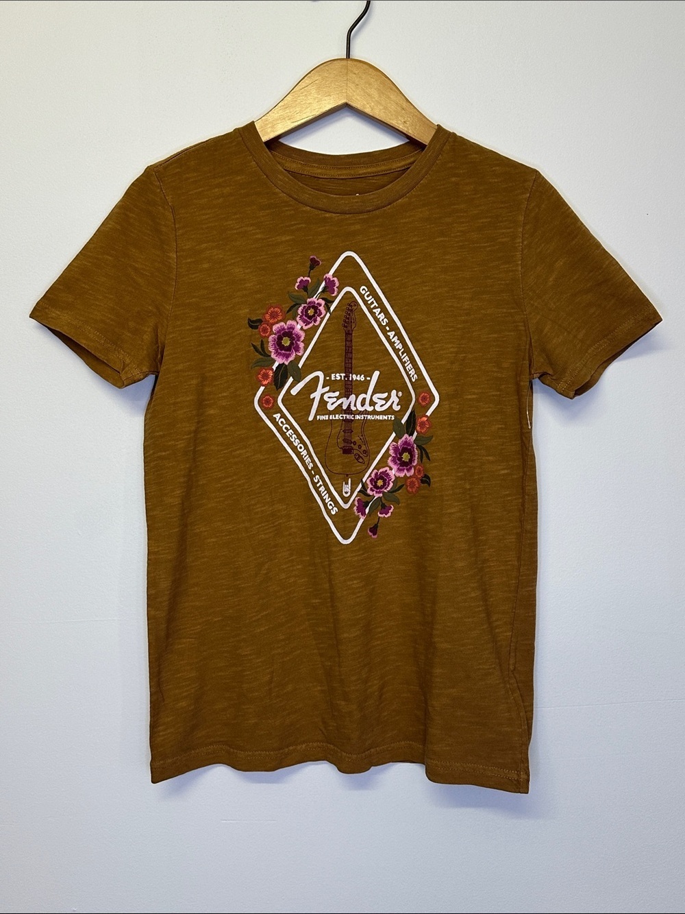 Fender Mustard Short Sleeve Tee with White Logo